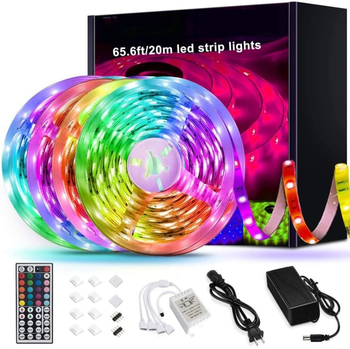 65.6ft Led Strip Lights, Ultra Long RGB 5050 Color Changing LED Light Strips Kit with 44 Keys Ir Remote Led Lights for Bedroom, Kitchen, Home Decoration、、sdecorshop