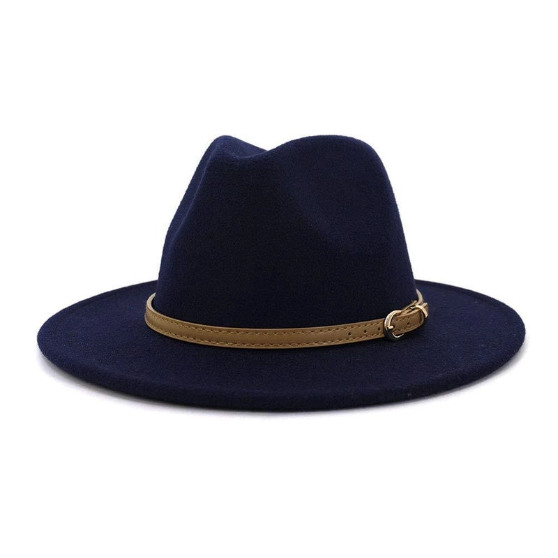 Fashion Flat Top Hat Women’s British French Socialite Elegant Felt Hat Autumn And Winter Warm Jazz Hat Men’s