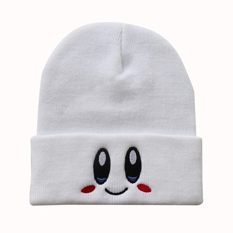  Smiling Face Beanie Embroidered Knitted Student Winter Warm Hat 