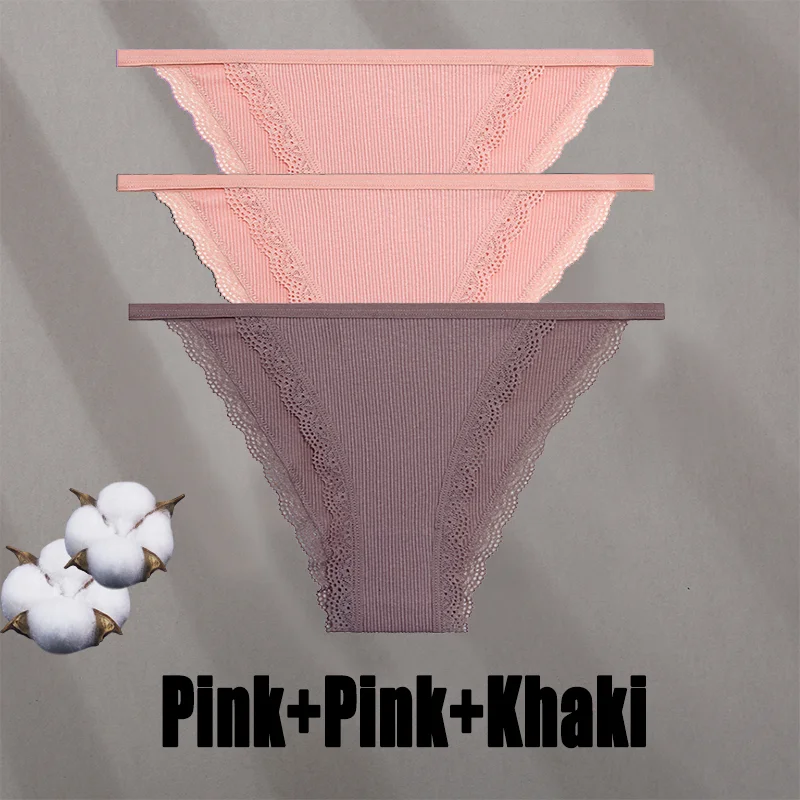 Billionm Women Sexy Lace Panties Cotton Breathable Underwear G-String Intimates Lingerie Female Solid Color Soft Underpants