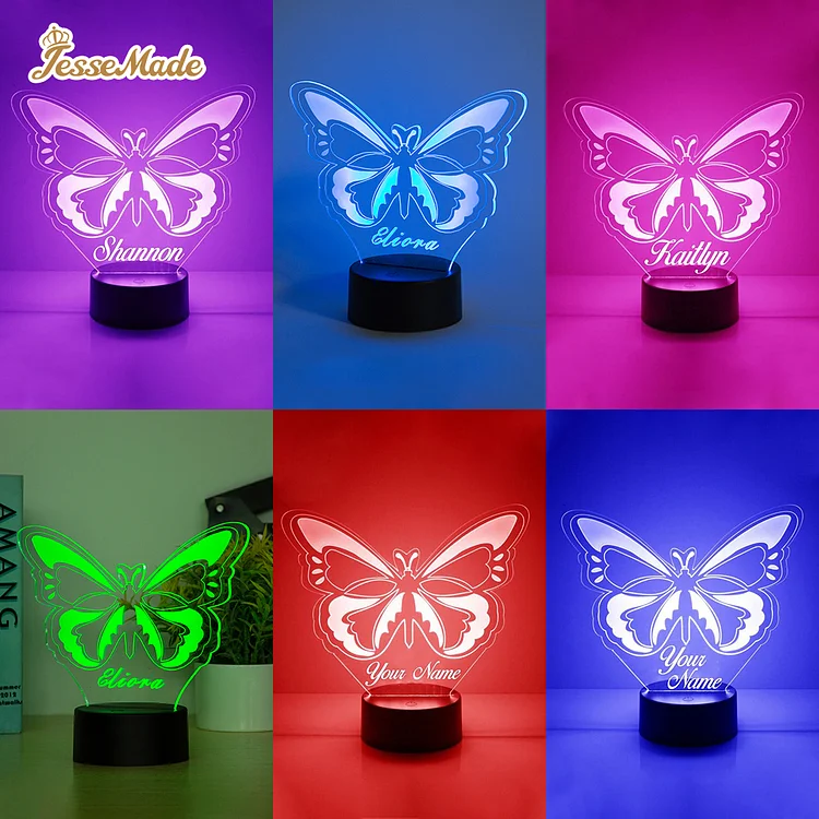 Personalized Butterfly Name Night Light Engraved Lamp