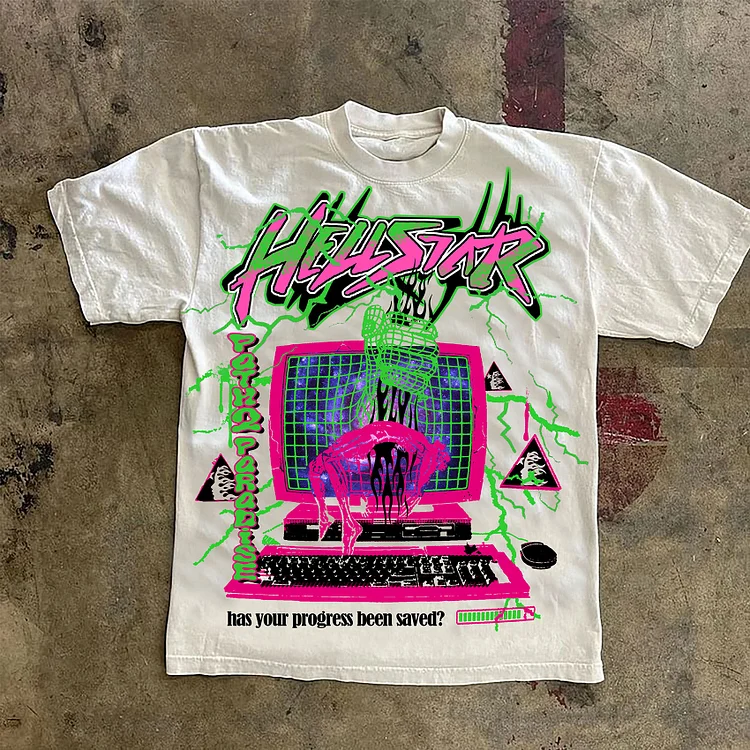 Men's Personalized Hellstar Computer Graphic Print Cotton T-Shirt