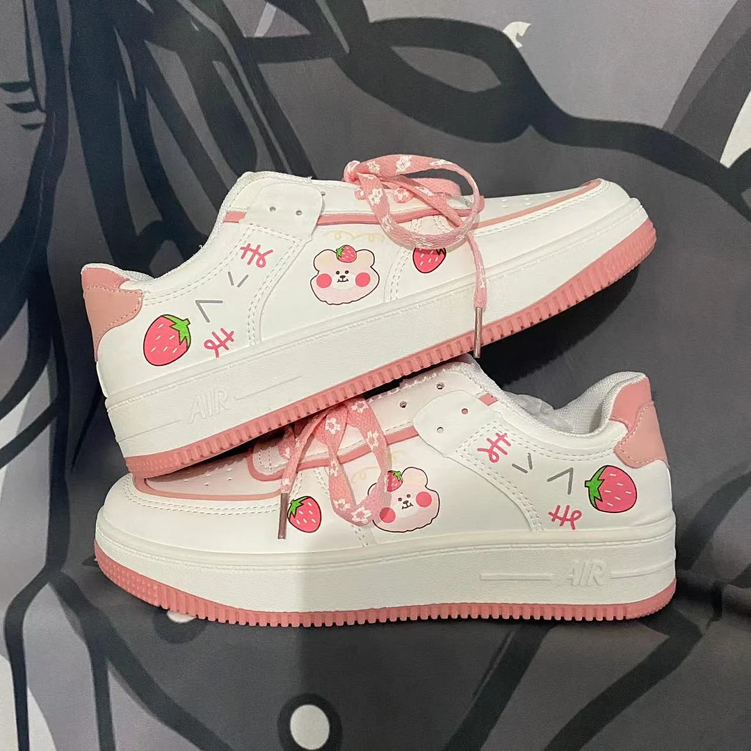 Strawberry Pink and Bear Casual Sneakers - Women's