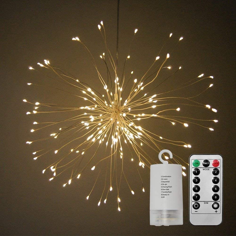 

60Pcs 120 Led Fairy Lights Hanging Starburst Light With Remote Control, 501 Original