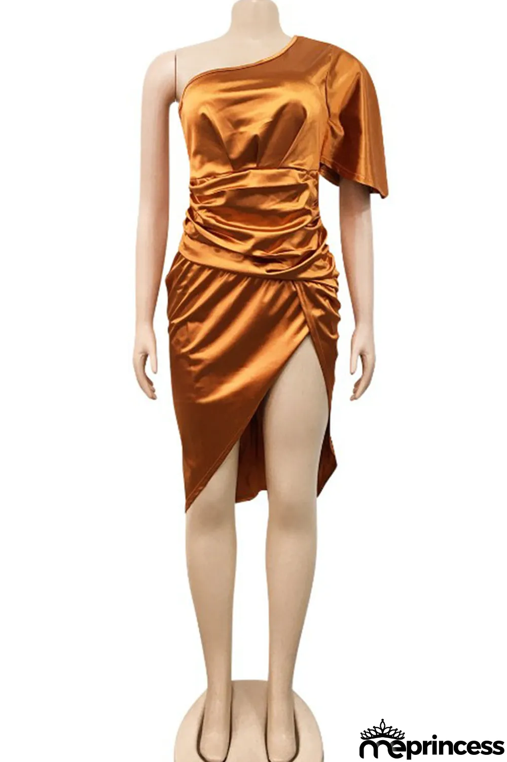 Green Sexy Solid Patchwork Asymmetrical Oblique Collar Irregular Dress Dresses