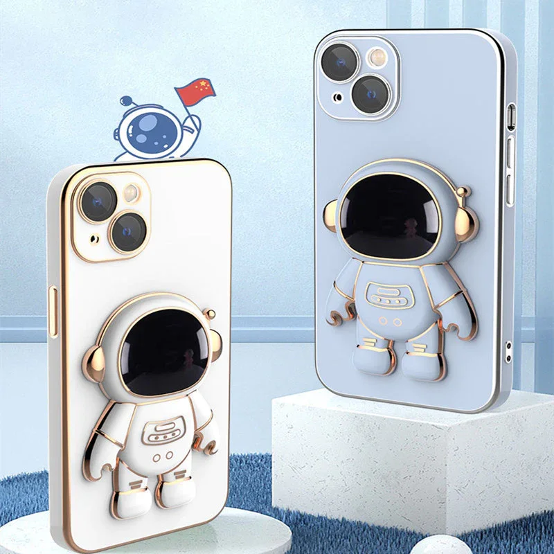 Suitable for iPhone13 Stereo Astronaut Electroplating Bracket Phone Case