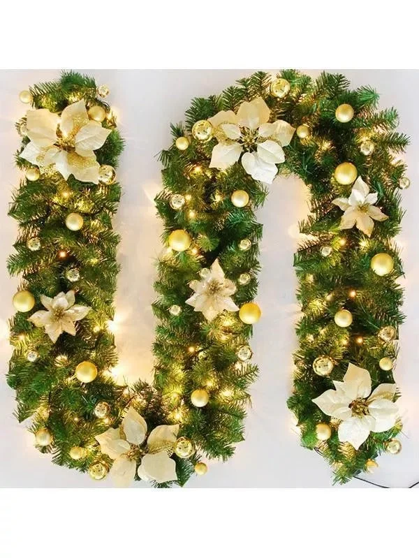 Christmas Rattan With Light Luxury Xmas Garland 9FT