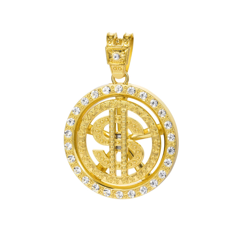 Hip-Hop Dollar Iron Zinc Alloy Diamond Men's Pendant Necklace Necklace Pendant