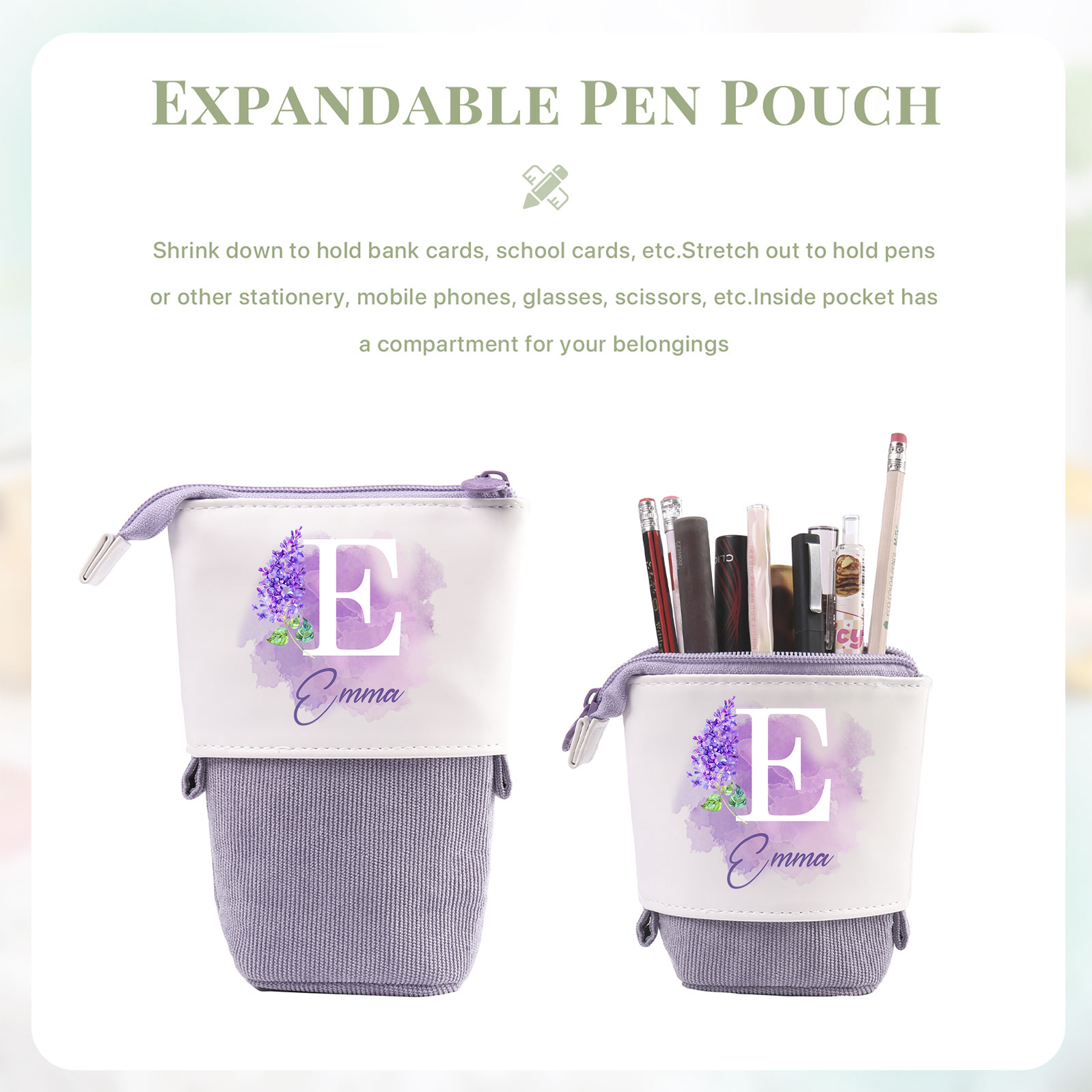 Personalised Pencil Case Custom Name & Letter & Birthday Flower Pen Pouch Back To School Gift for Kids-Jessemade AU