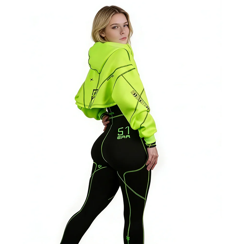 Cyberpunk Futuristic Mechanical Style Women's Sports Yoga Outfit Set