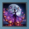 Papillons Et Figures Dansant Sous La Lune Perceuse Ronde Peinture Diamant-40*40CM