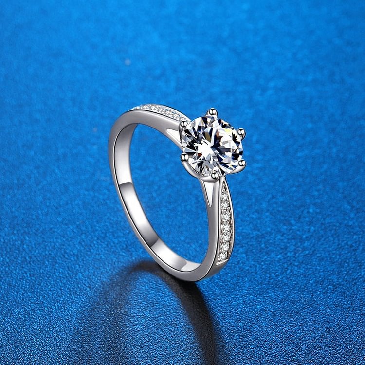 2 Carat Sterling Silver Six-prong Zircon Ring