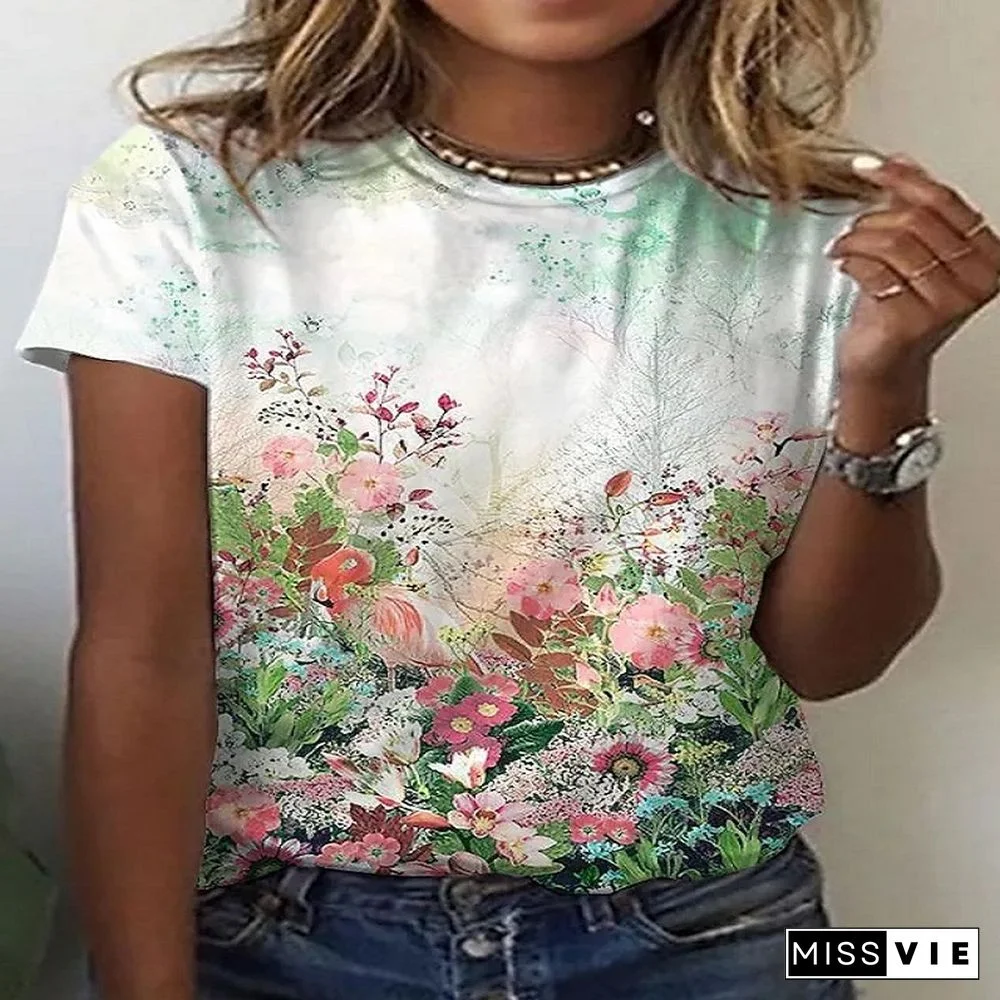 Harajuku Fashion T ShirtFor Women 3D Print T-Shirt Summer Tops Short Sleeve O-Neck Casual Oversized Blouses Woman Clothes