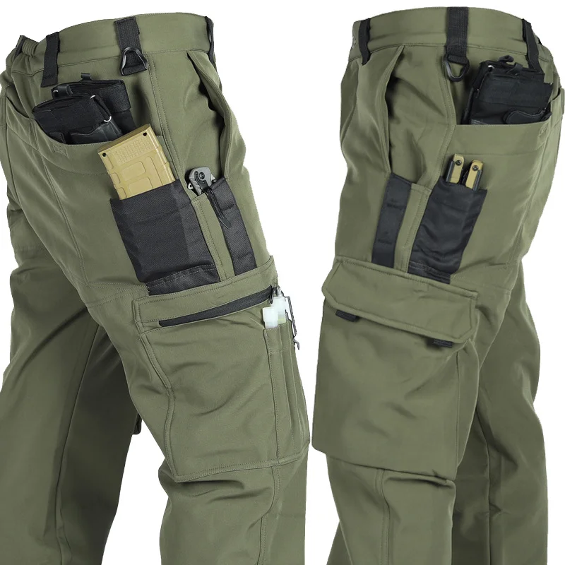 Warme Herren-Outdoor-Wanderhose mit mehreren Taschen und multifunktionale Trainingshose