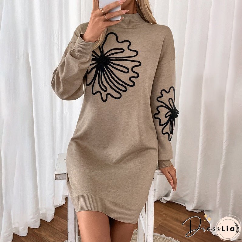 Women's Fashion Cool Flower Pattern Woolen Sweaters