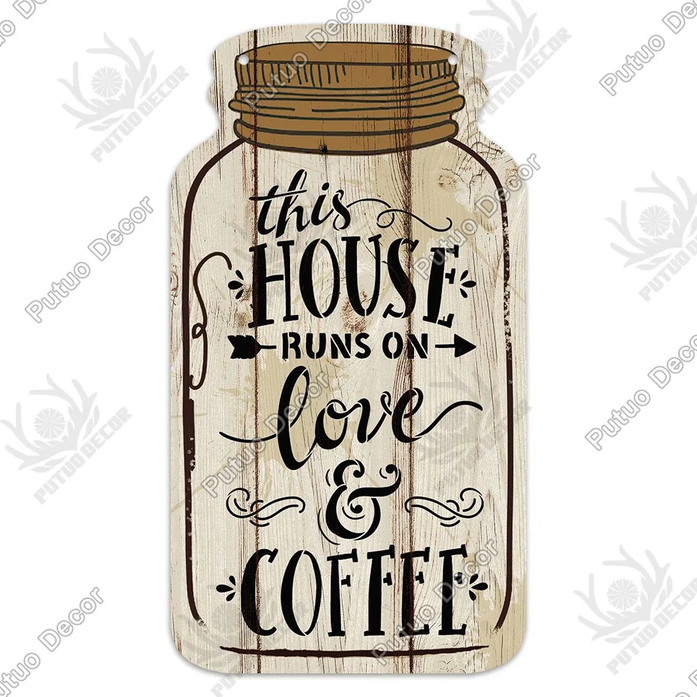 Putuo Decor Coffee Plaques Mason Jar Shape Wooden Signs Irregular Plate for Cafe Decoration Kitchen Wall Decor Decorative Plaque