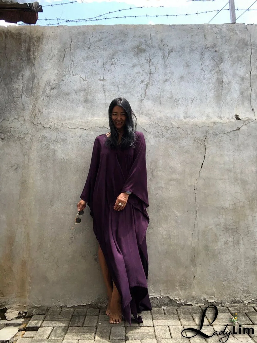 V Neck Solid Color Beach Cover Up