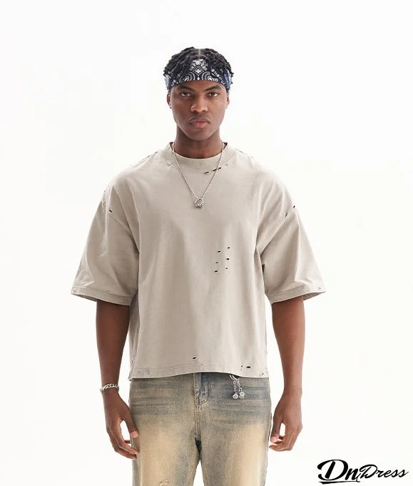 American Street Style Retro Youth Solid Color Men's Short-Sleeved T-Shirt