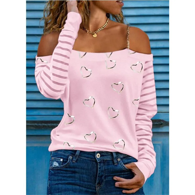Heart Pattern Chain Shoulder Strap Top