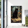 Chat noir-pleine peinture diamant rond-40 * 60cm-dp grande taille