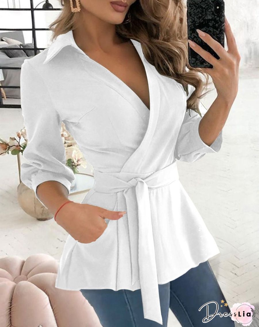 JODIMITTY Fashion Chiffon Blouse Casual Autumn Winter Ladies Sexy V-Neck Tops Female Women Long Sleeve Shirt Blusas Dress Women