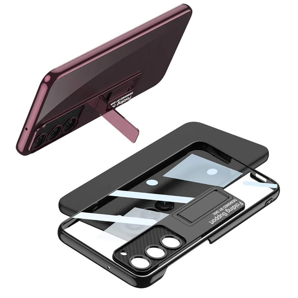 Applicable To Samsung S23/S22 Series Transparent Electroplating Bracket Mobile Phone Case