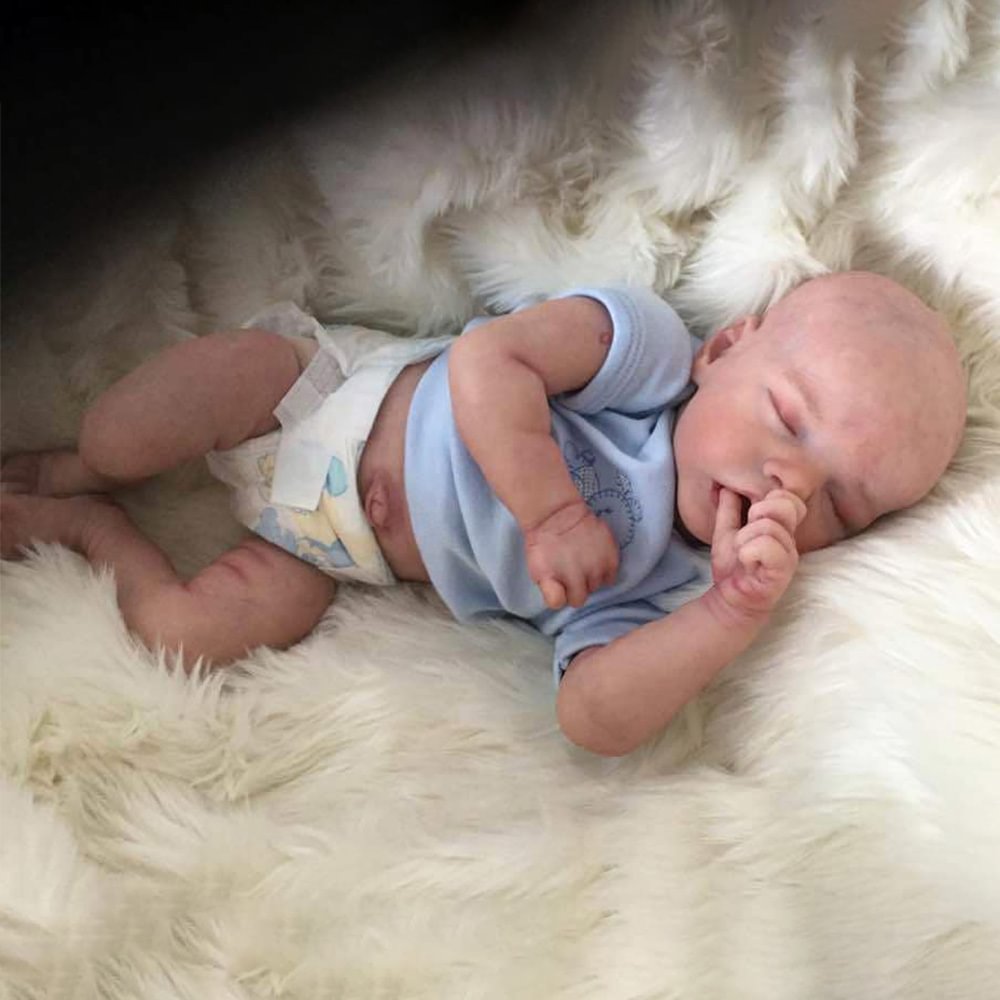 [Mini Reborn Doll!]12"Cute Lifelike Handmade Sleeping Reborn Newborn Hand-painted Hair Baby Girl Named Tasana