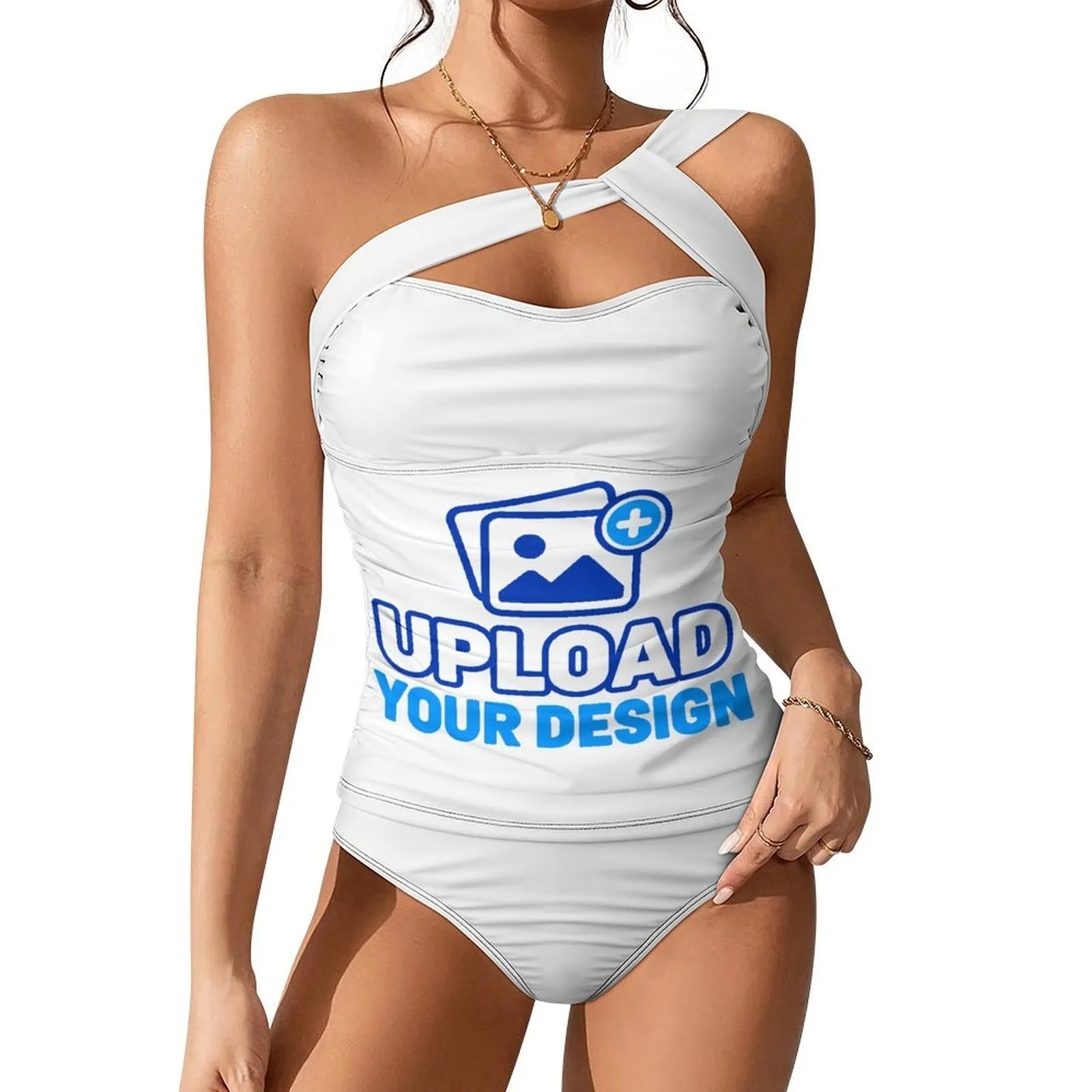 One-Shoulder Bandeau Bikini Set &ndash; personalized print product image 8