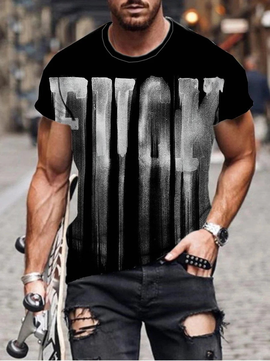 Men's Letter Printing Short Sleeve
