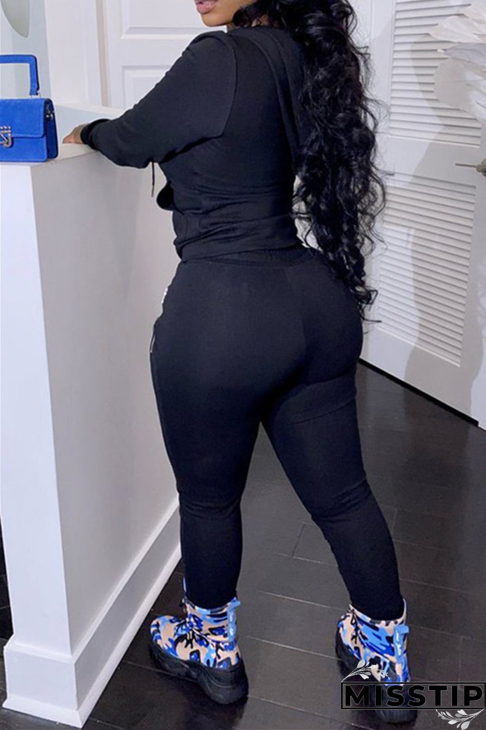 Purplish Red Fashion Casual Letter Print Patchwork Hooded Collar Long Sleeve Two Pieces