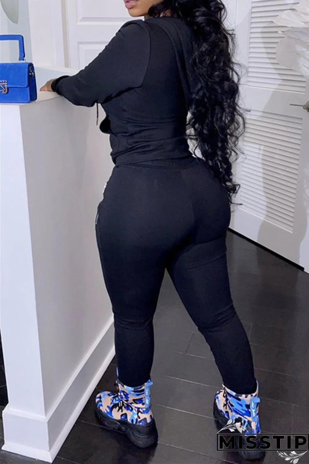 Purplish Red Fashion Casual Letter Print Patchwork Hooded Collar Long Sleeve Two Pieces