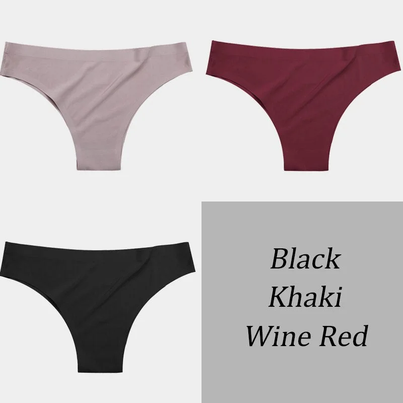 3PCS/Set Women Seamless Panties Sexy Underwear Invisible Lingerie Breathable Briefs Ice Silk Ultra-thin Intimate Underpants M-XL