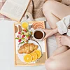 DIY Diamond Painting Wooden Tray Food Tray  with Folding Legs Living Room Decoration Donut Wooden Tray Kit(Abstract Leaf)