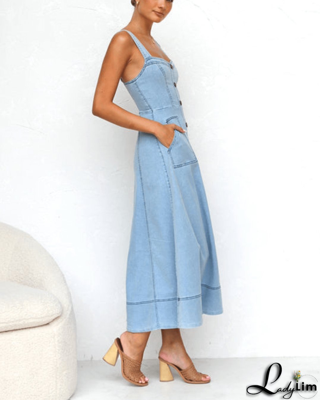 Blue Denim Maxi Dress