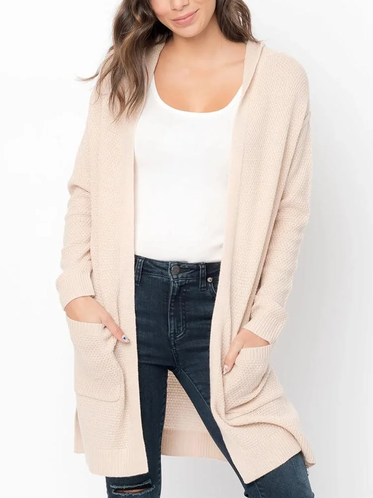 翻译0914 Pocket Side Slit Hooded Cardigan