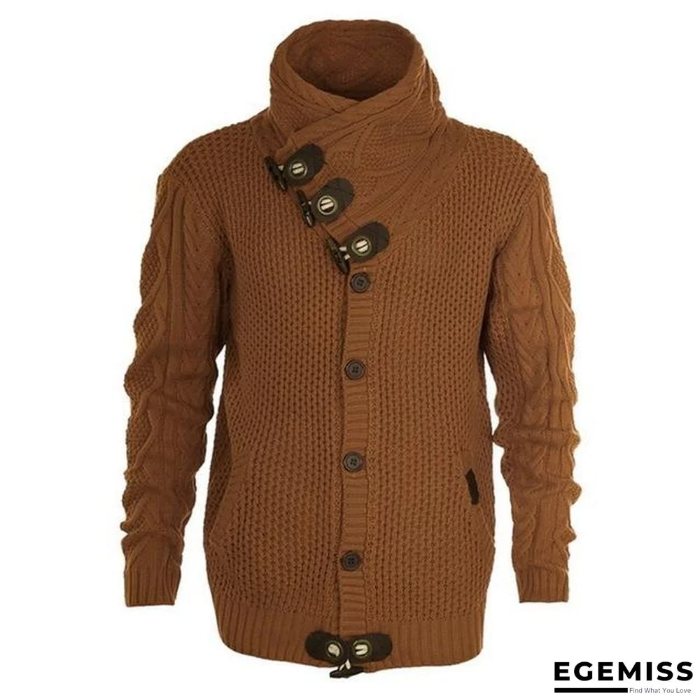 Mens buckle Sweater Cardigan Autumn winter Fashion Warm Thick Hedging Turtleneck Knitting Jumper Sweaters | EGEMISS