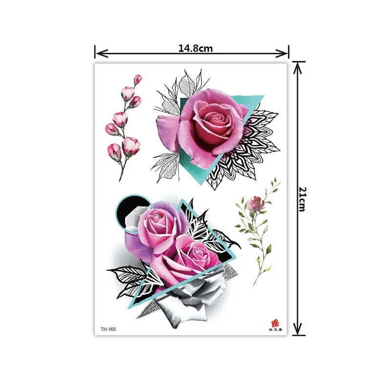 2021 New Plain Flower Arm Tattoo Sticker Flower Waterproof Tattoo Color Animal Tiger Tattoo Sticker