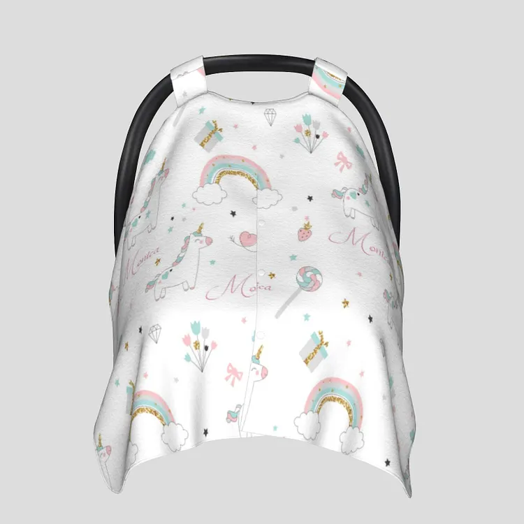 Personalized Baby Rainbow Car Seat Canopy for Comfort & Unique| C11