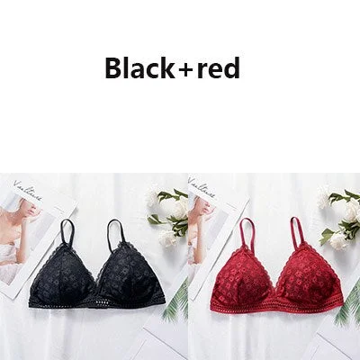 Lace bra, women's panties, triangle cut, lingerie, V-shaped wireless underwear, soft and thin seamless 1/2 piece bra, 2021