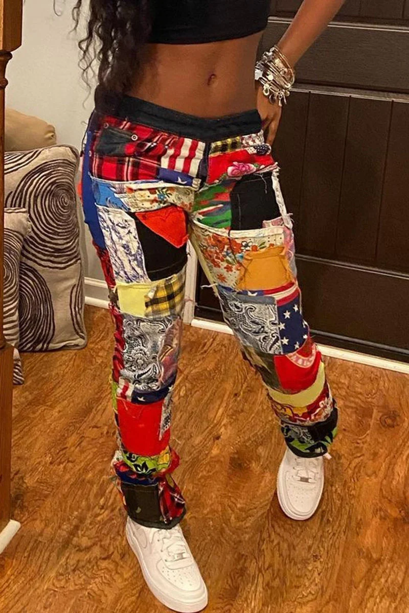 Black Street Print Make Old Regular Bottoms