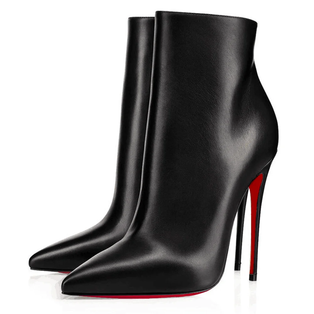 4.72" Women's Ankle Boots Closed Pointed Toe Stilettos Booties Red Sole