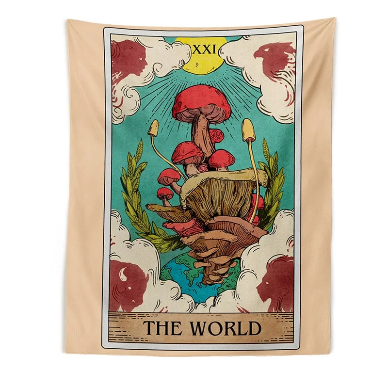 Tarot Mushroom Tapestry Wall Hanging Magic Mushroom Fungi Gift Hippie Bohemian Tapestries Psychedelic Witchcraft Home Decor