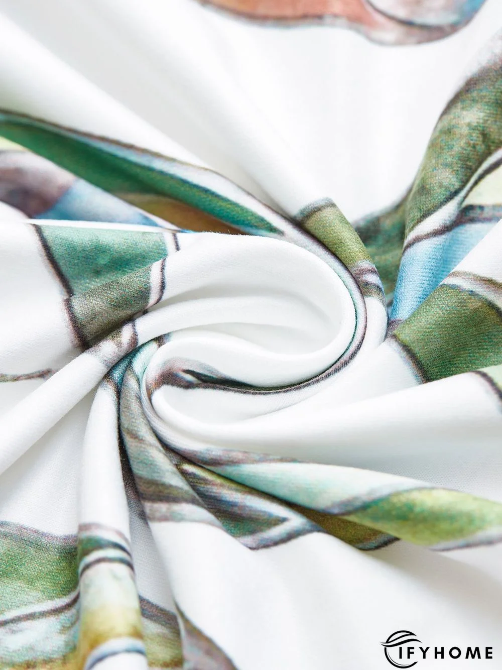 Printed Casual Square Neck Short Sleeve Dress | IFYHOME