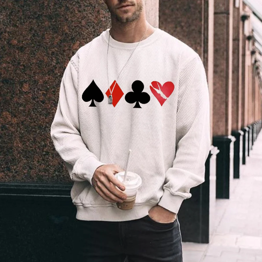 Mens Fashion Poker Pattern Sweatshirt-barclient