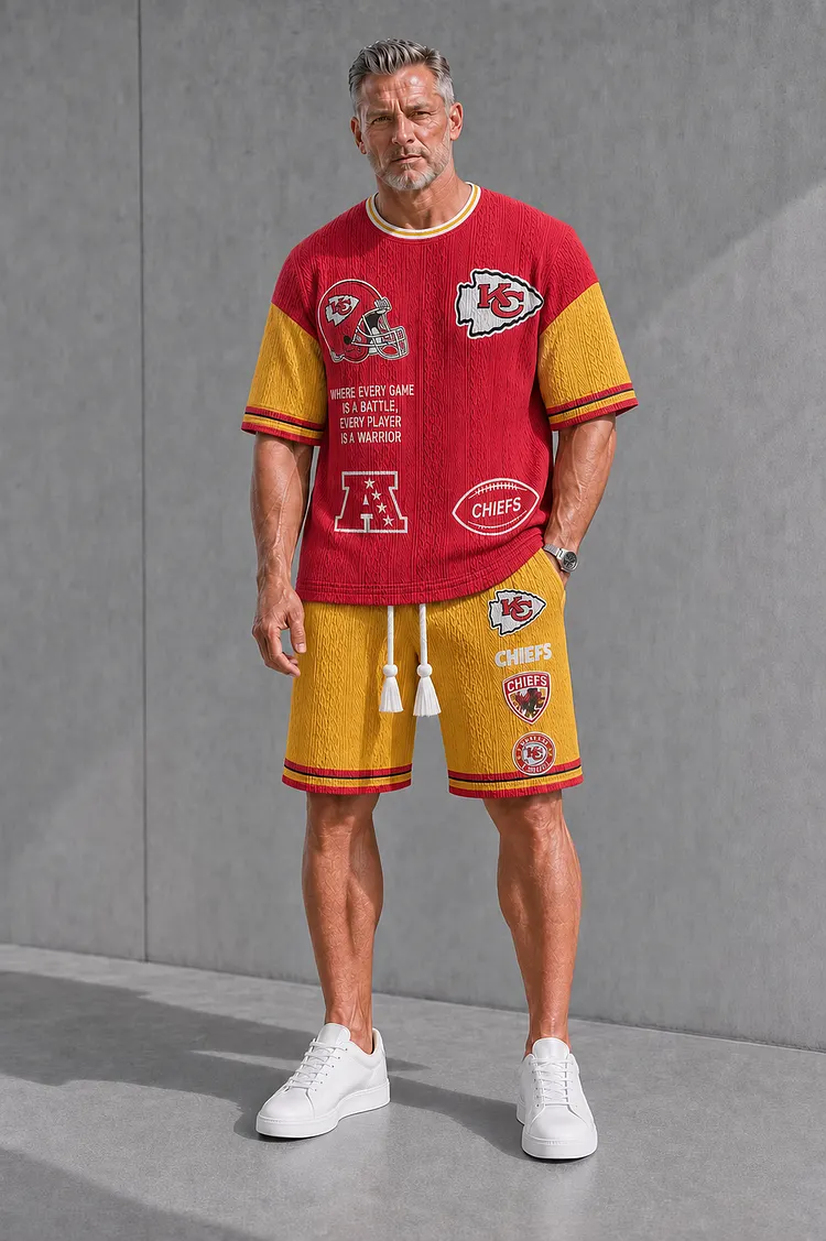 Kansas City Chiefs Men&rsquo;s Jacquard Cable-Knit Tee & Shorts Set