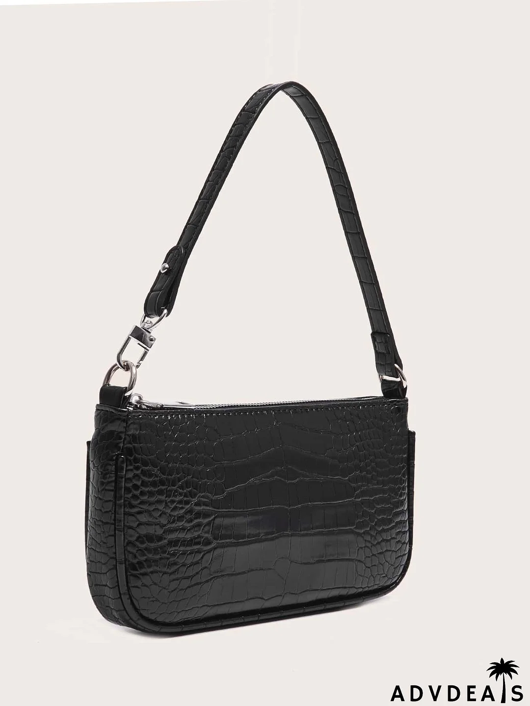 Croc Embossed Baguette Bag