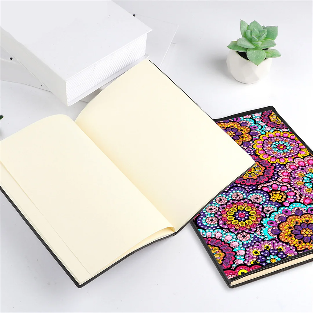 DIY Flower Diamond Painting Journals Notebooks 50 Pages A5 No Lines Special Shaped Diamond Art Kits for Beginners Craft Lovers and Artists (Mandala Pattern)