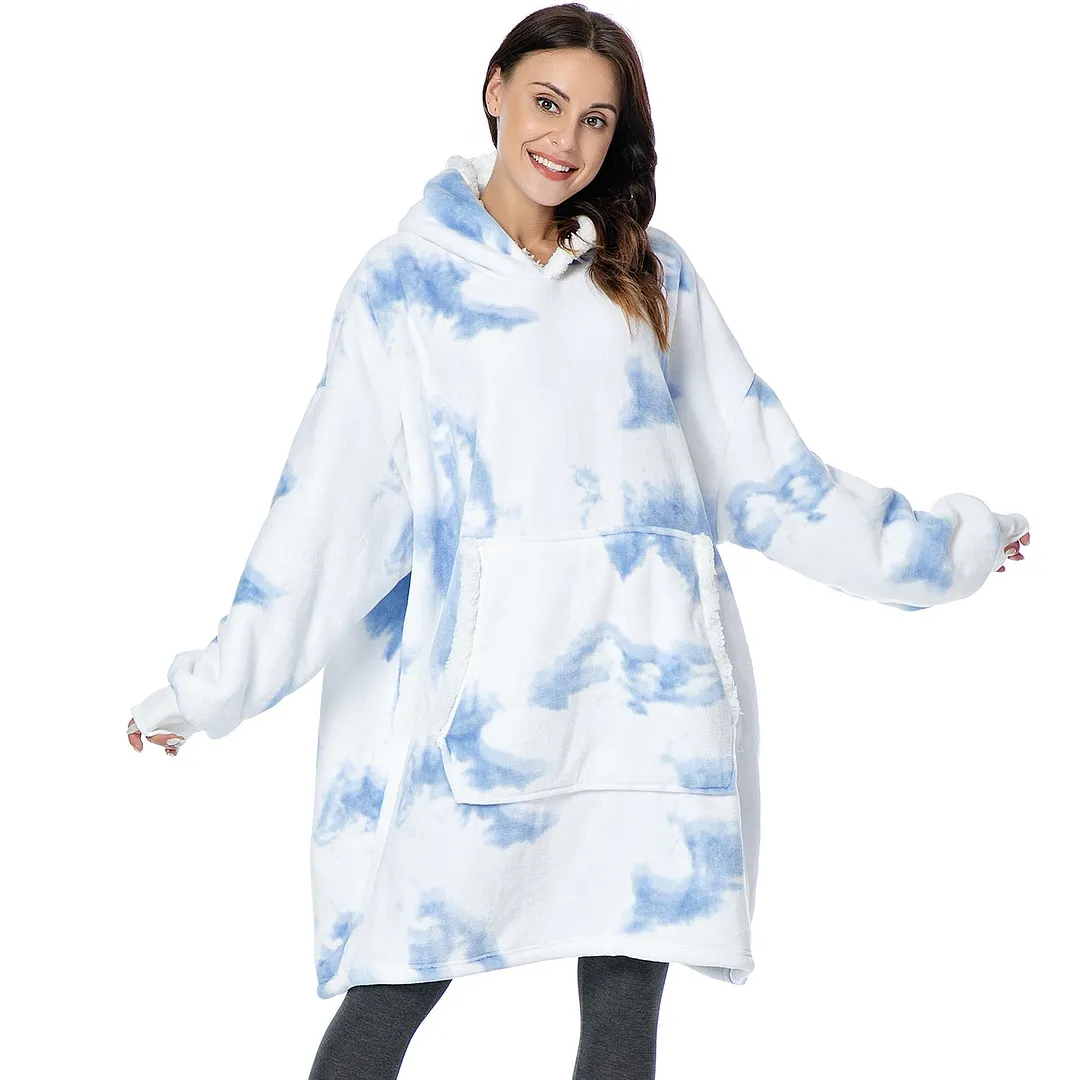 Wearable Blanket Men Women Giant Oversize Hoodie Sweatshirt Sweat Hooded Winter Bathrobe Blanket Sherpa Fleece Outwears