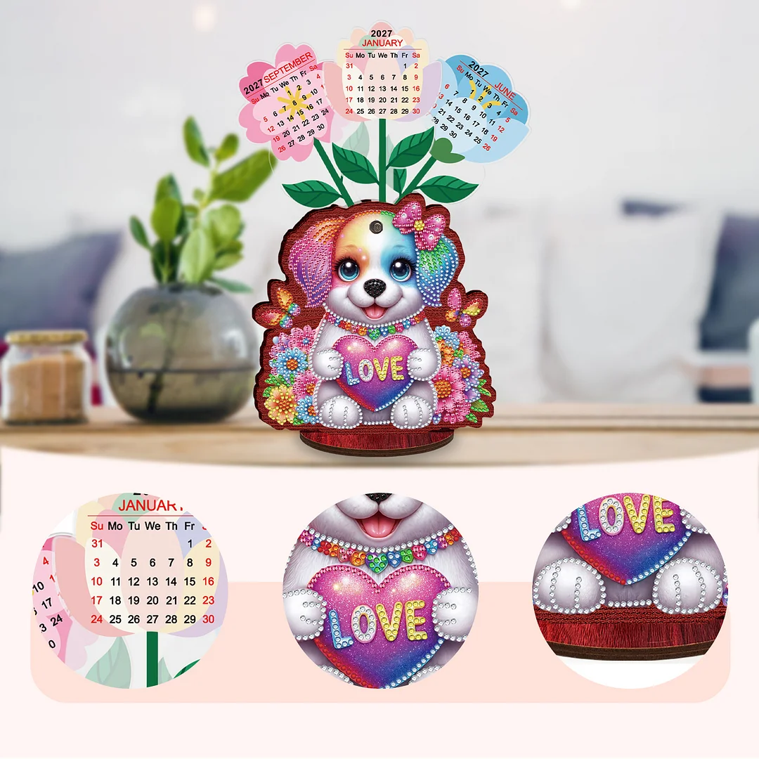 2026 Calendar DIY Diamond Painting Kit Wooden Diamond Painting Calendar