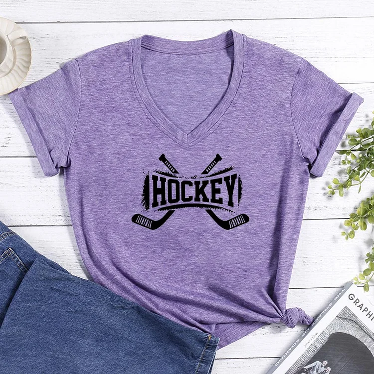 Hockey player V-neck T Shirt-Annaletters